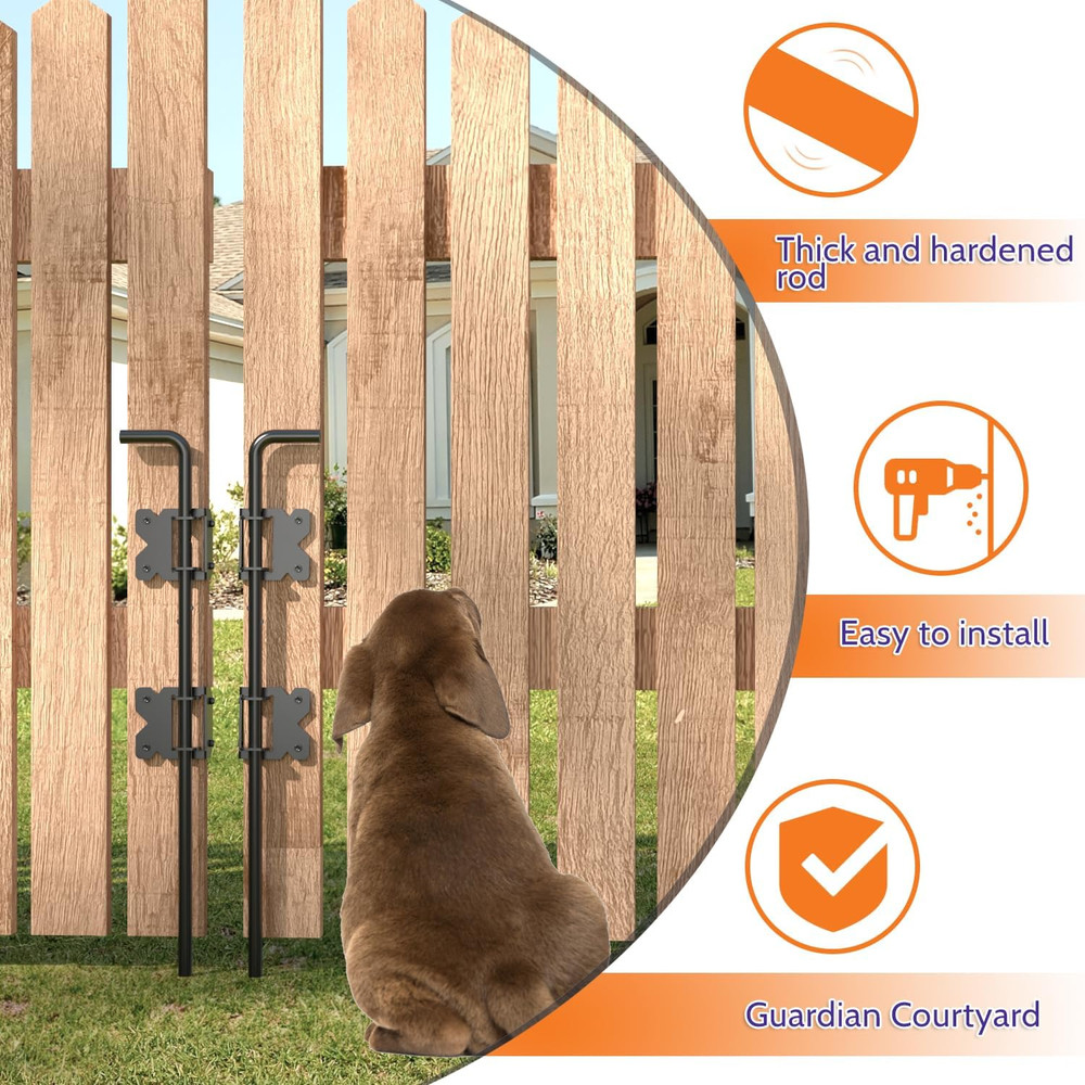 Self-Closing Double Gate Fence Hardware with Hinges, Latch & Drop Rod