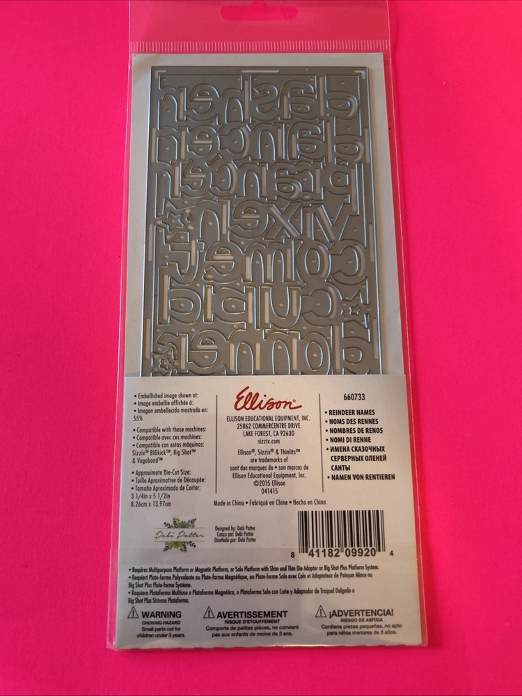 Sizzix Thinlits~Debbie Potter ~REINDEER NAMES ~ Christmas ~ Dasher Vixen 660733