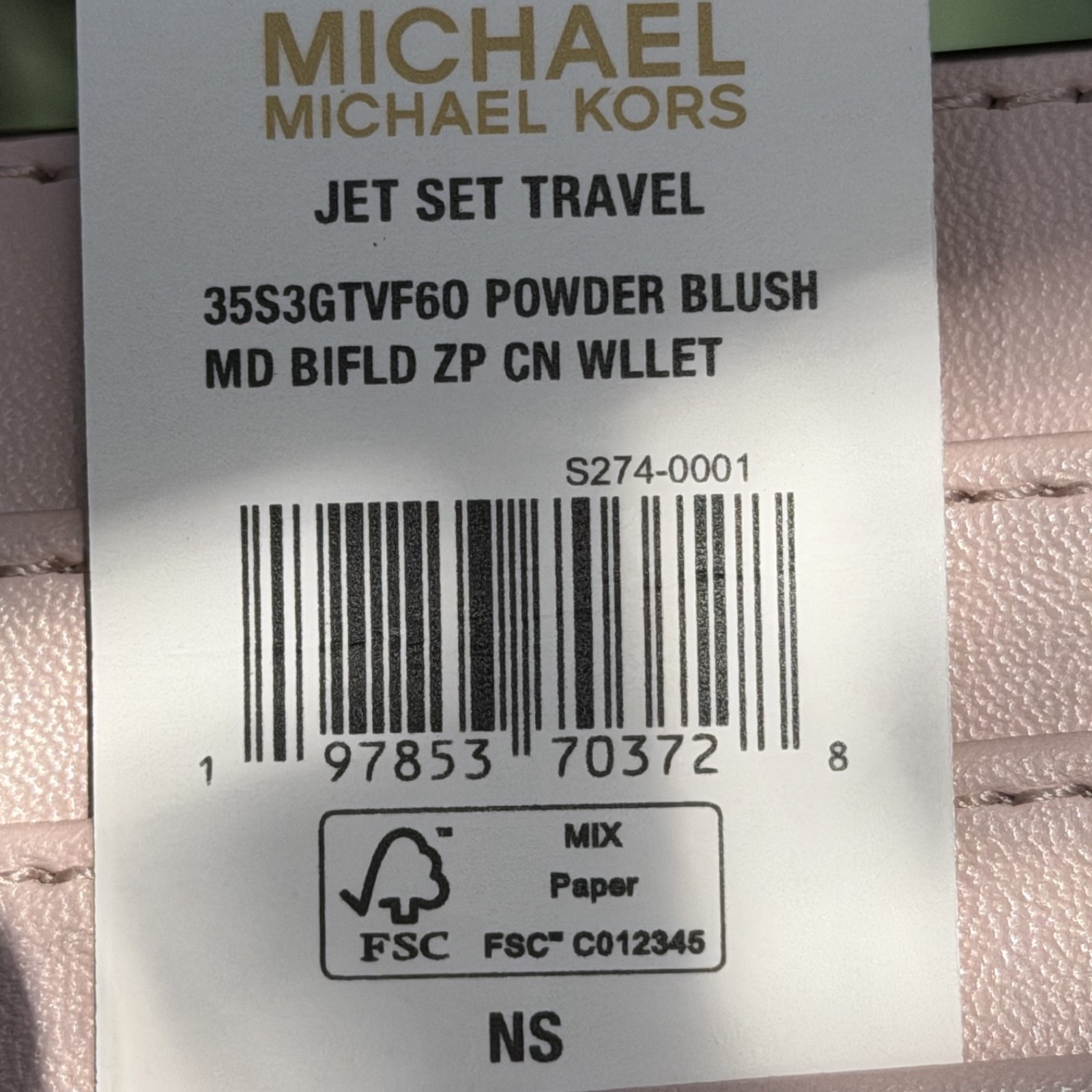 Michael Kors Jet Set Travel MD Bifold Zip Coin Credit Card Wallet Powder Blush