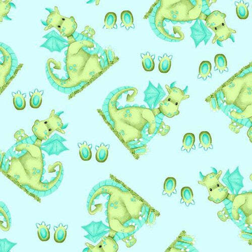 Comfy Flannel Dragons Blue 1037-11 BTY
