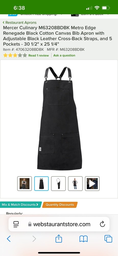 Mercer Culinary Renegade Bib Apron - M63208BDBK