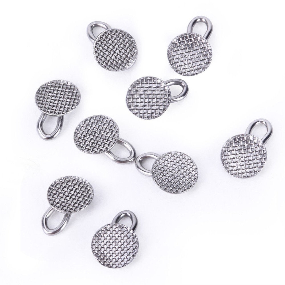 10x Dental Orthodontic Caplin Hook Traction Bondable Lingual Button Round Base