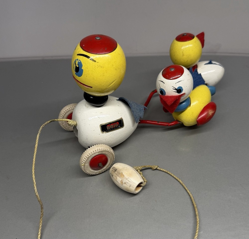 Vintage Brio Three Duck Pull Toy ~ Wooden
