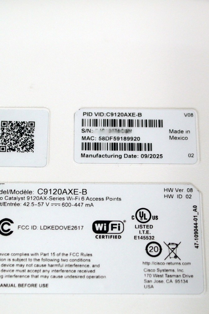 NEW Cisco C9120AXE-B Catalyst 9120AXE Series, B Domain Wireless access point.