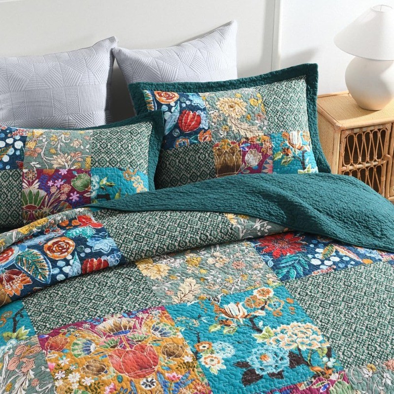 Cotton Bedspread QuiltSets Reversible Bedding Coverlet Sets Comforters Patchwork