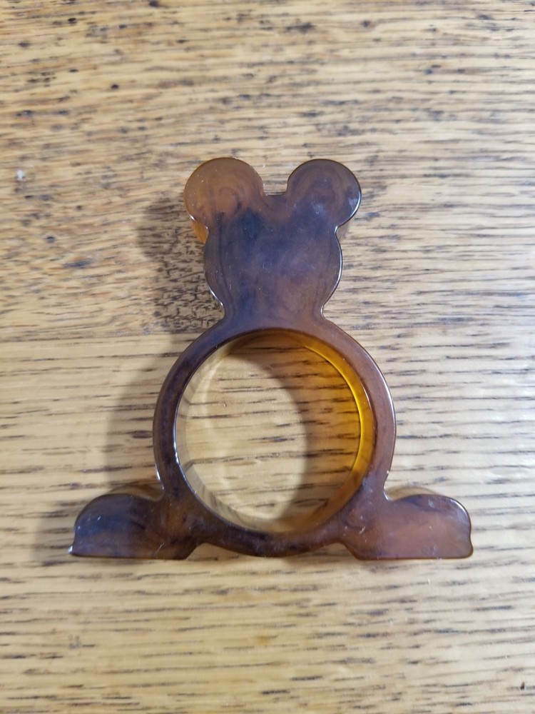 Vintage Mickey Mouse Napkin Ring – Tortoise Shell Bakelite or Catalin