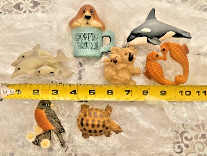 Lot of 7 whale,dolphin,turtle,bird, dog, koala , seahorse,Animal Fridge Magnet