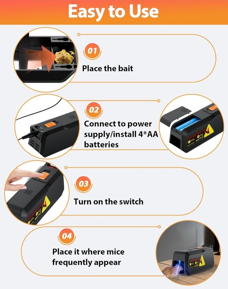 Electric Mouse Trap Zapper with Powerful Voltage, Effective Electronic Mouse...