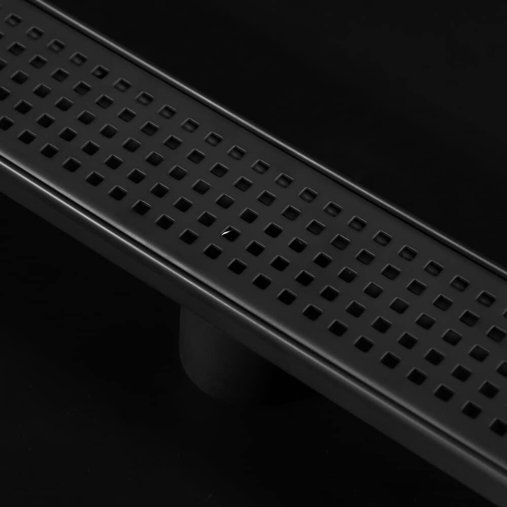 Desagüe de ducha lineal de 24 pulgadas, desagüe de suelo rectangular negro