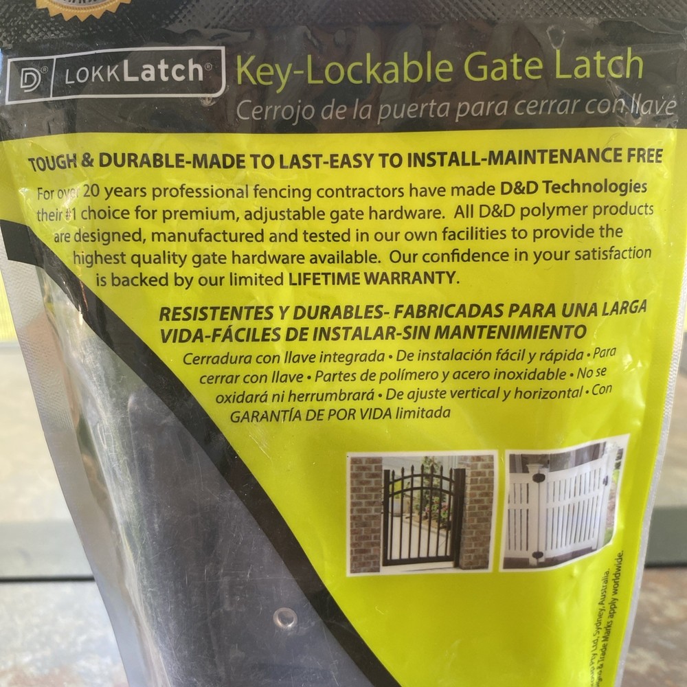D and D Black Key-Lockable Gate Latch