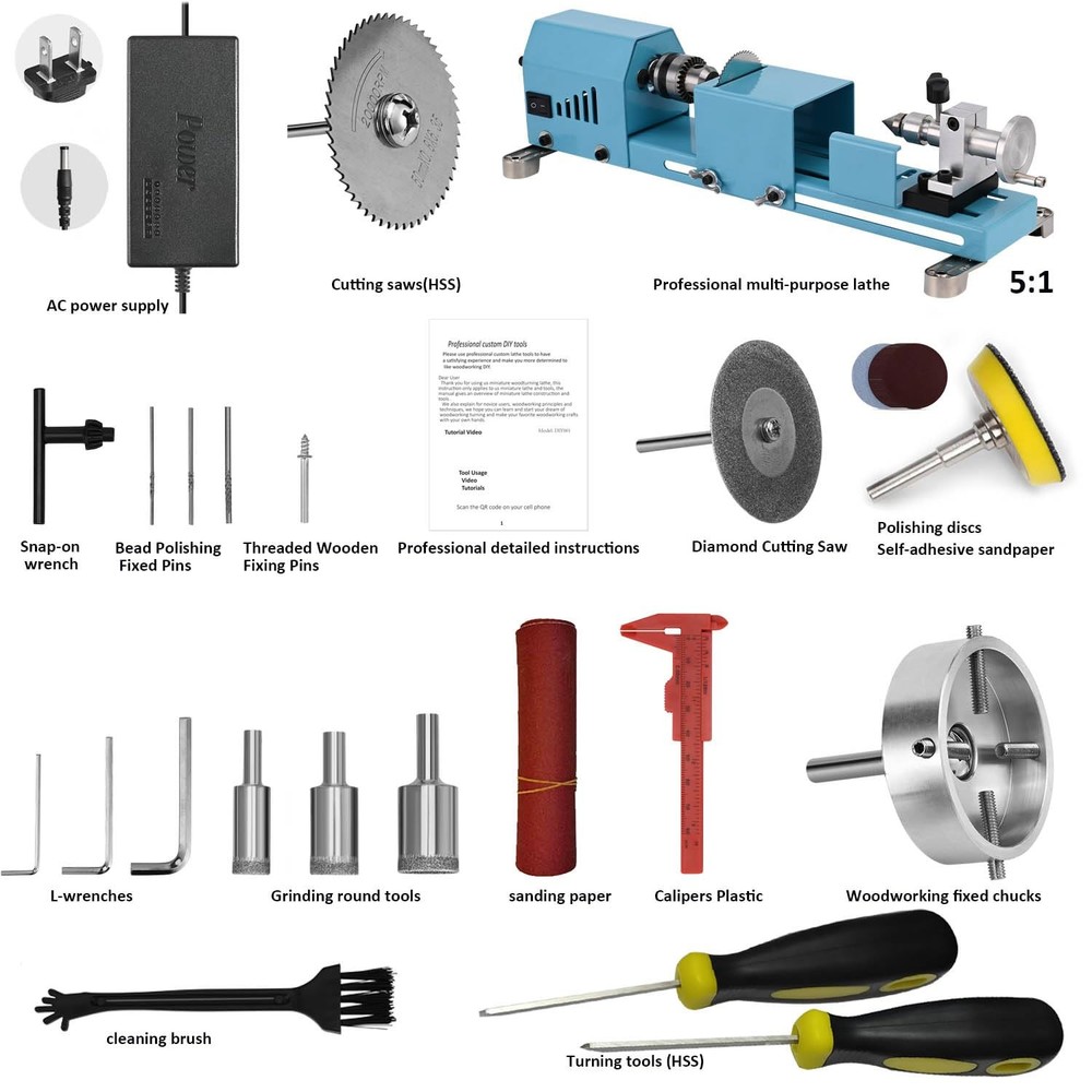 Mini Lathe Machine Multi-Purpose Lathe With Professional Tools Torno Para Mad...