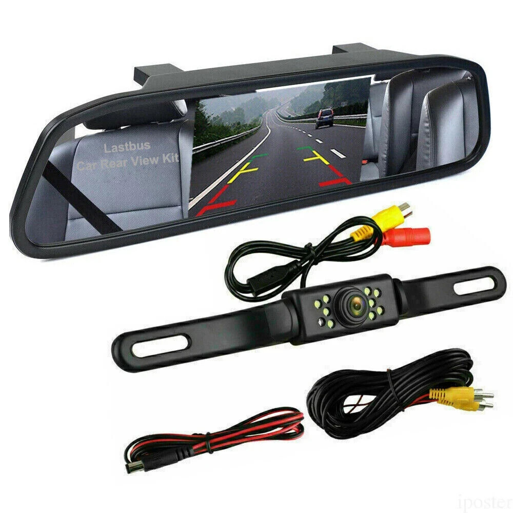 4.3" - Backup Camera Mirror Car Rear View Reverse Night Vision Parking System