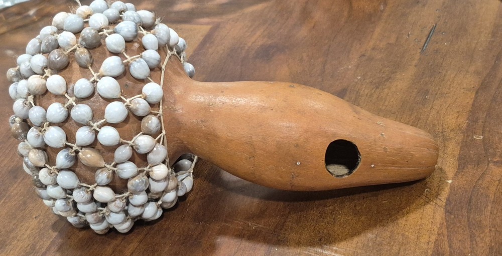 Two Piece Percussion Lot. One Hand Made Morocca Gourd & Castanets