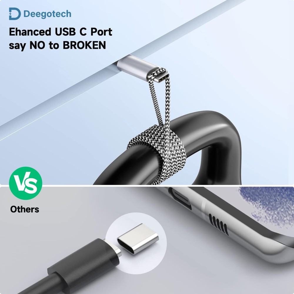 Deegotech Type C Charger Cord 10 ft, USB C Cable 10ft, Black&White
