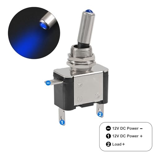 AITRIP 6 Pack 12V Blue LED Illuminated Toggle Switch with 3Pin Led Switch Blue