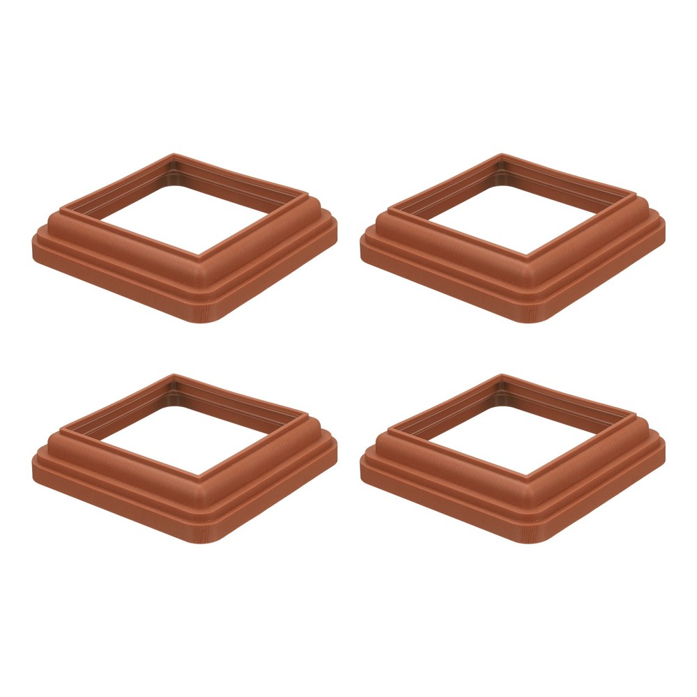 4Pcs Post Skirt, 4 x 4 Inch One-Piece Plastic Post Base Cover, Light Red