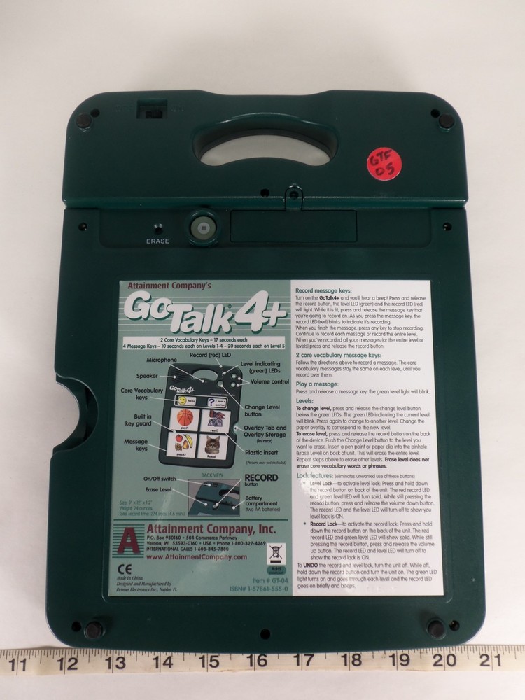 Attainment Company's Go Talk 4+ Digital Recorder Playback Device Disability Tool