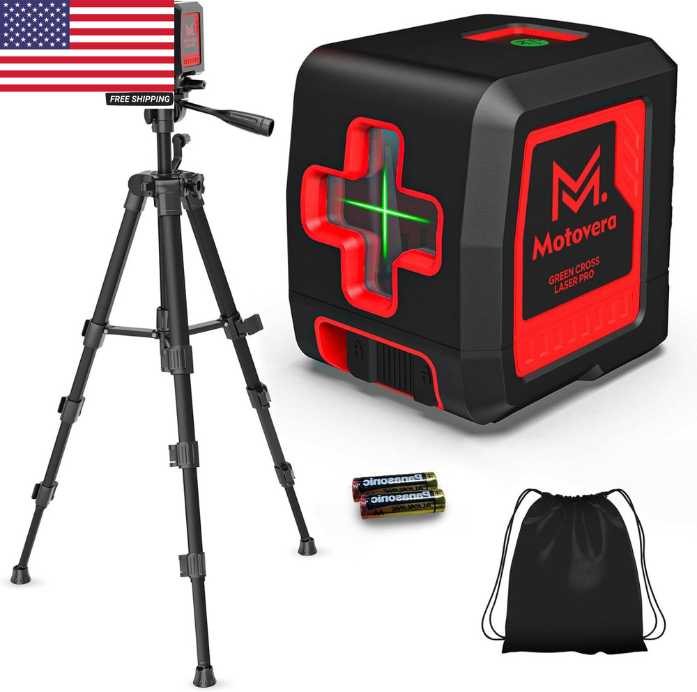 Self Leveling Laser Level 100Ft, Green Cross Line with Tripod, 4 Brightness Mode