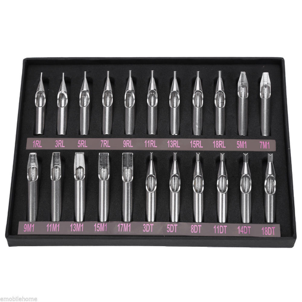 22Pcs/Box 304 Stainless Steel Needle Nozzle Tip For Tattoo Machine Tube Grip Kit