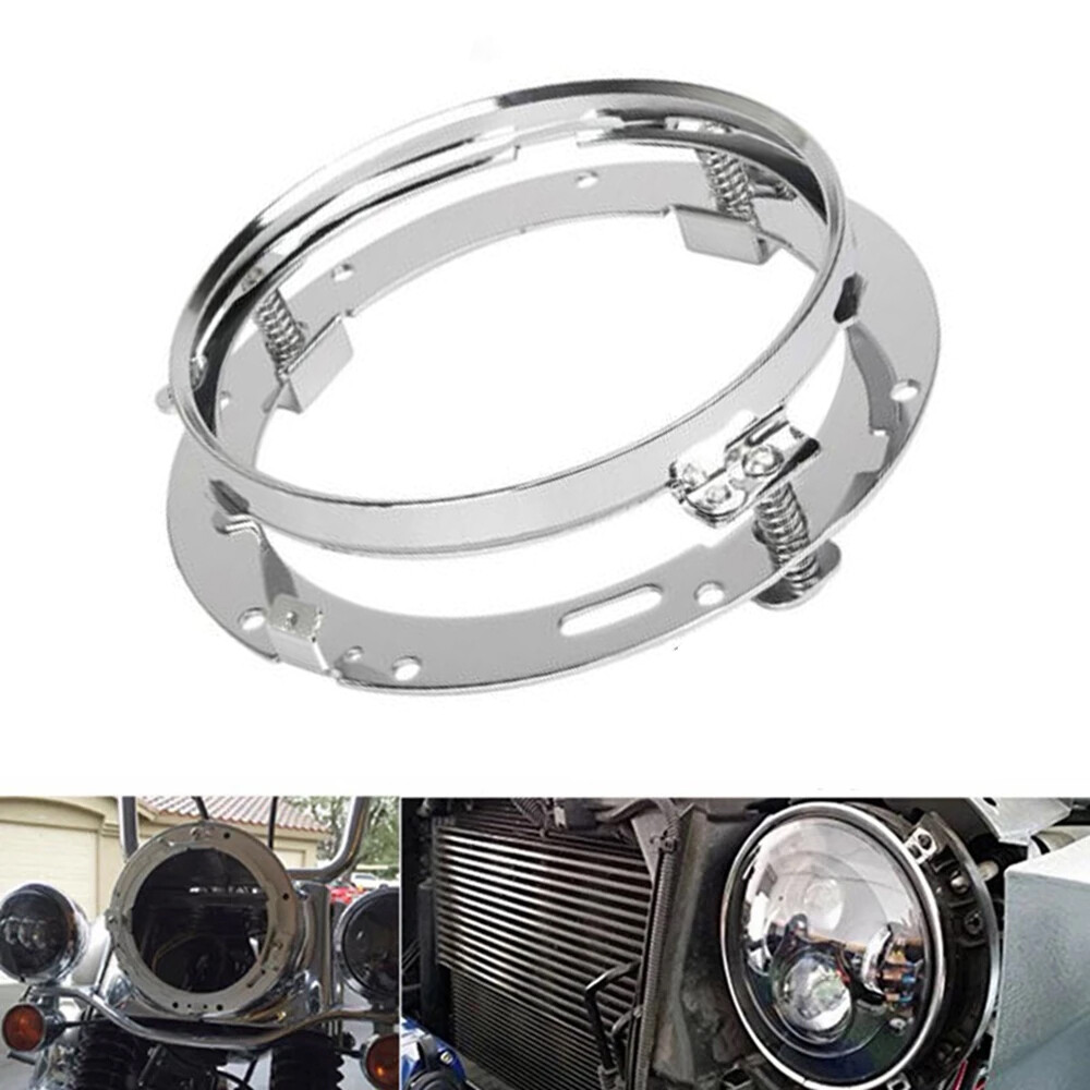 Round 7" Inch LED Headlight Mounting Ring Bracket Adapter Chrome fit for Harley