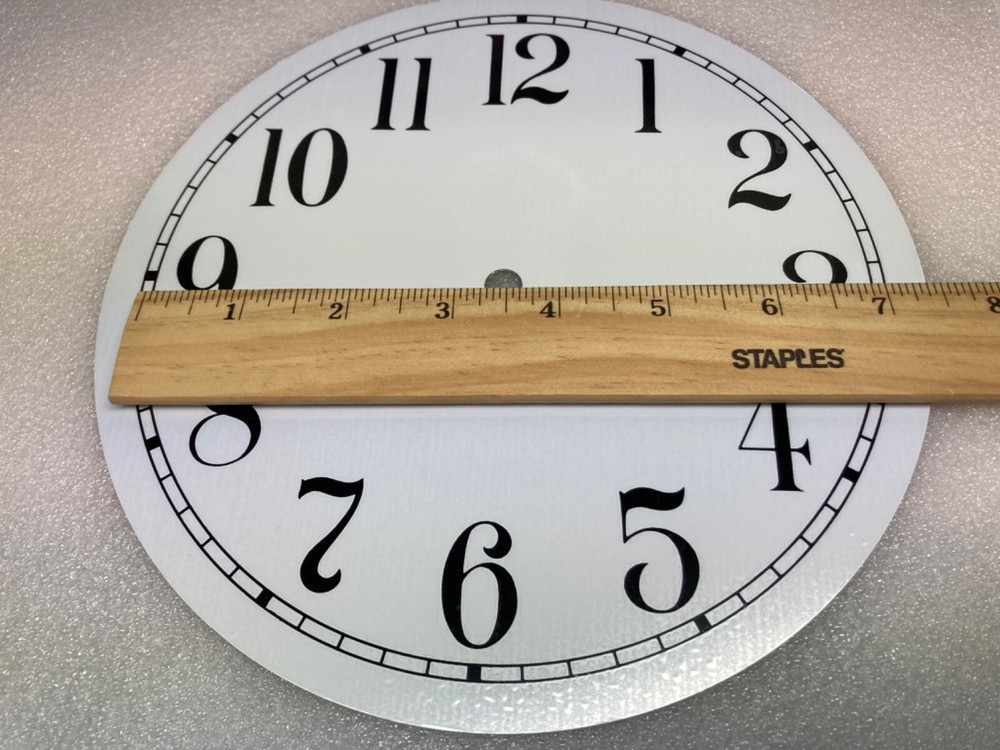 Clock Dial Arabic Numerals Round white Metal 8" Time Ring 7"