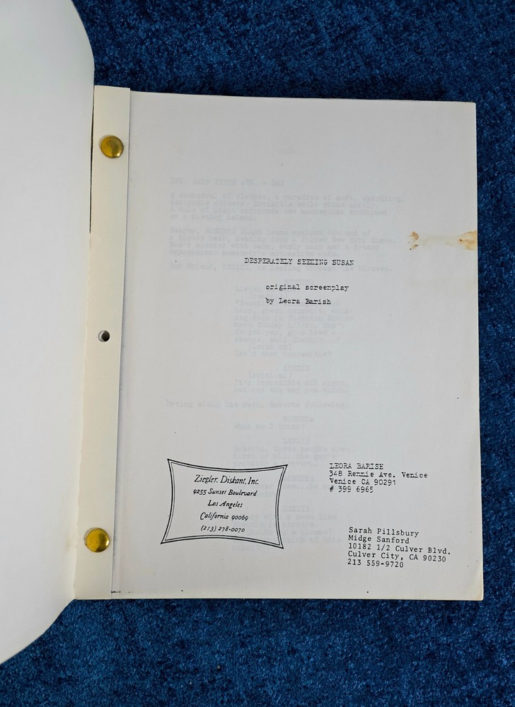 MADONNA DESPERATELY SEEKING SUSAN MOVIE SCRIPT (early version)