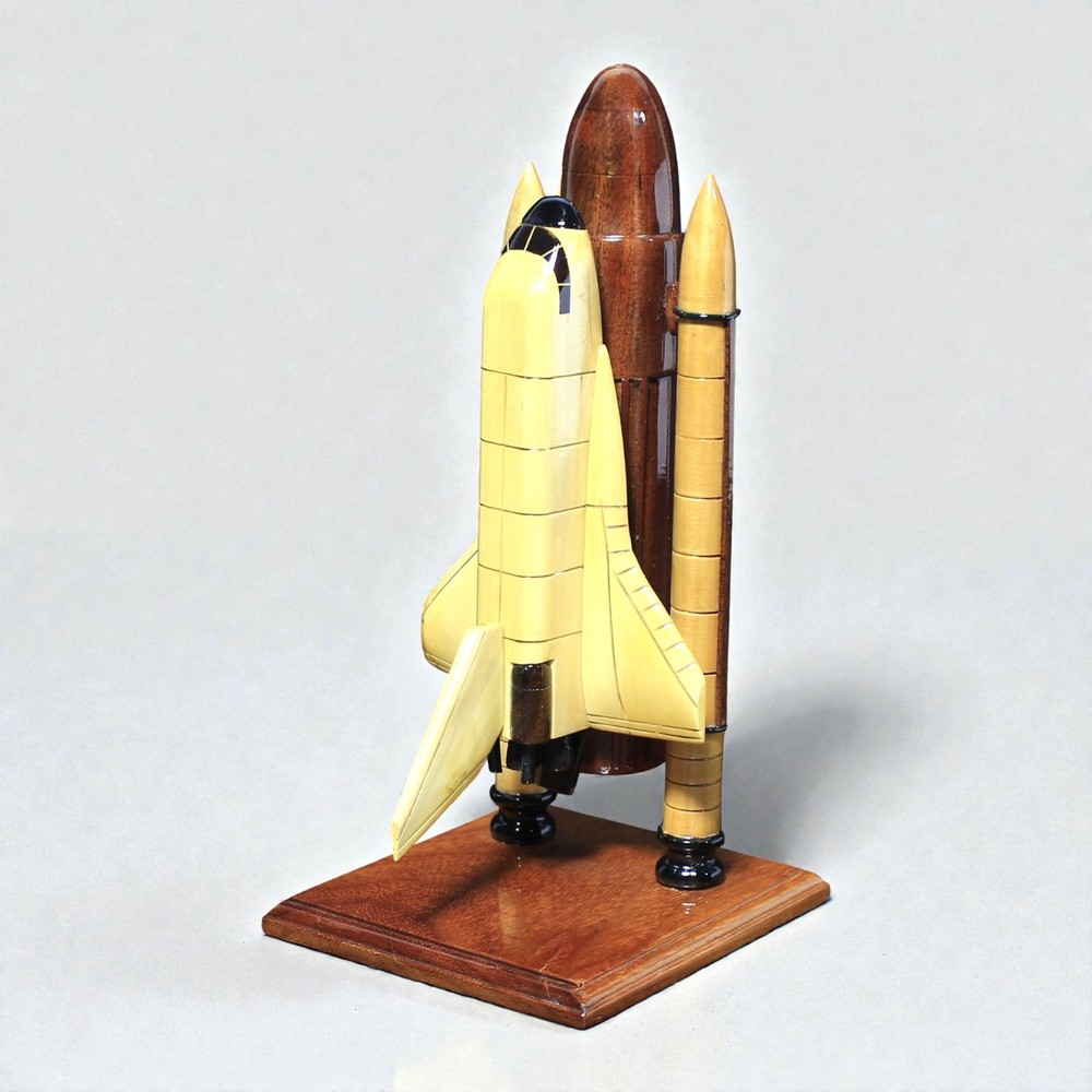 Handcrafted Wooden Space Shuttle Model | Science Desk Decor