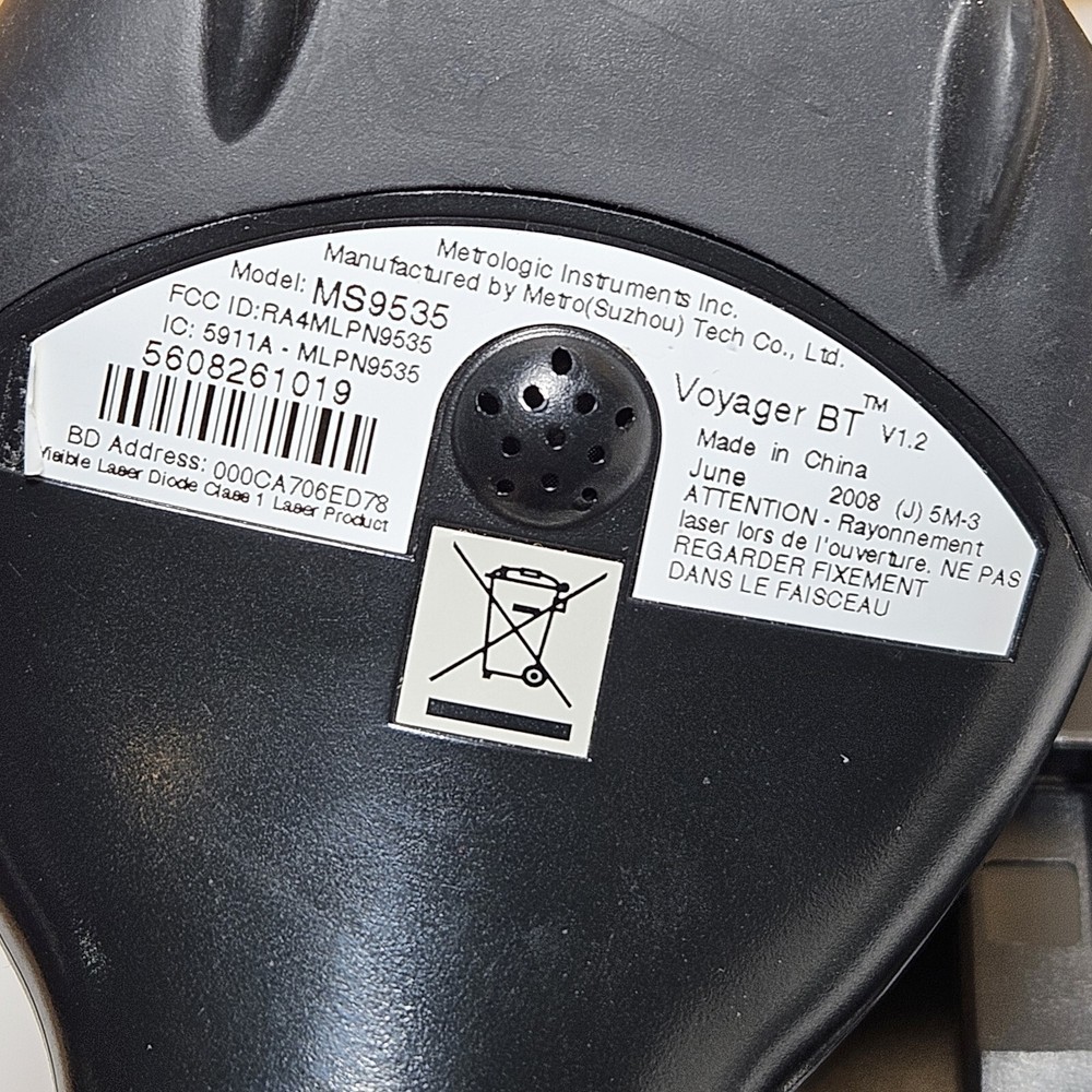 Metrologic MS9535 USB Bluetooth Barcode Scanner Wireless Black