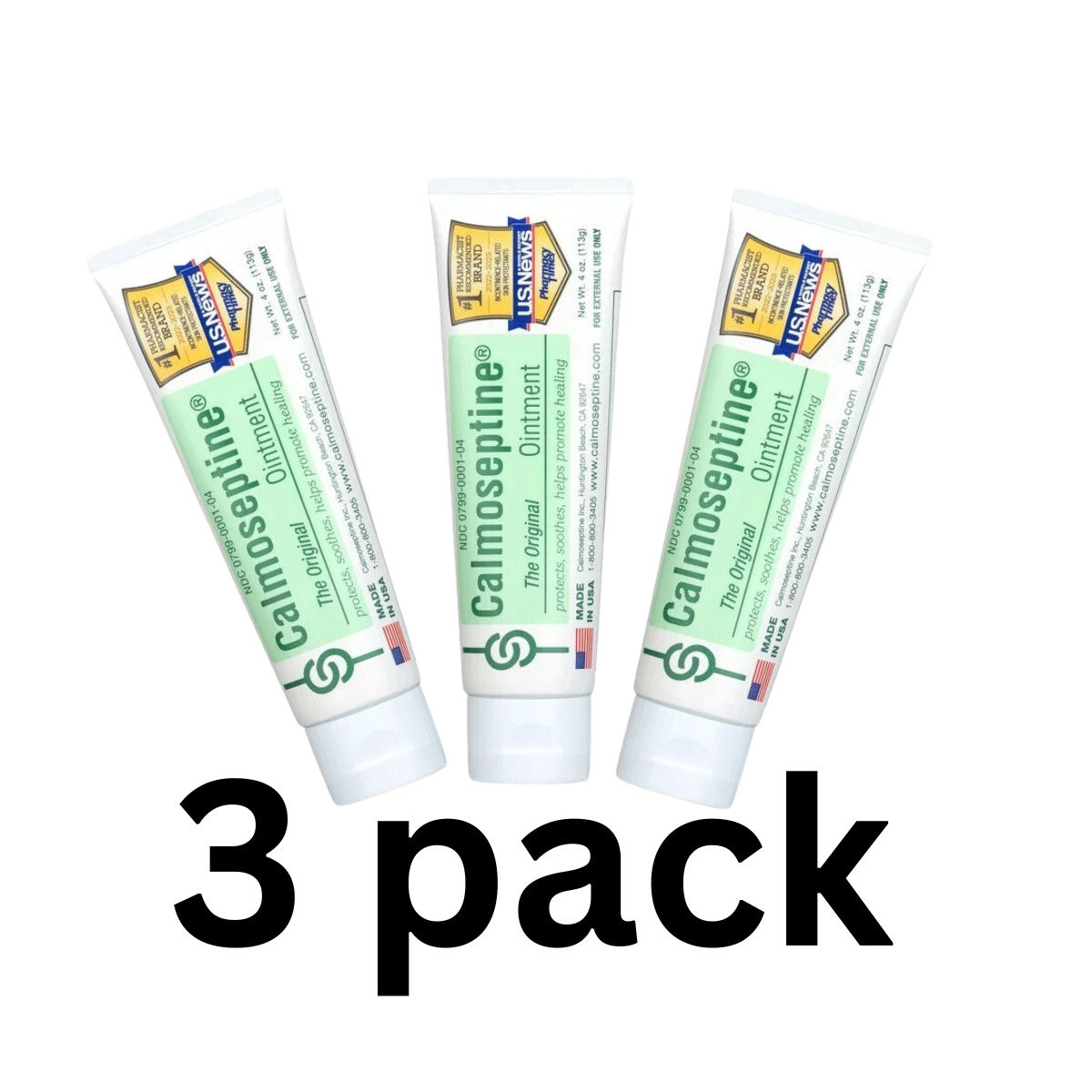 Calmoseptine Ointment Skin Protectant Healing Tube - 4 oz, 3 pack