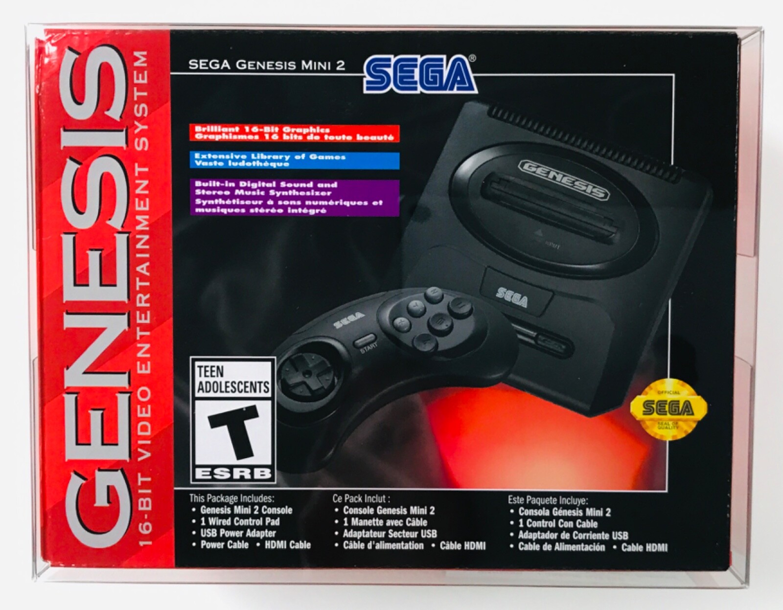 1 Box Protector for (#2 ONLY!) SEGA GENESIS MINI 2 Console Clear Display Case