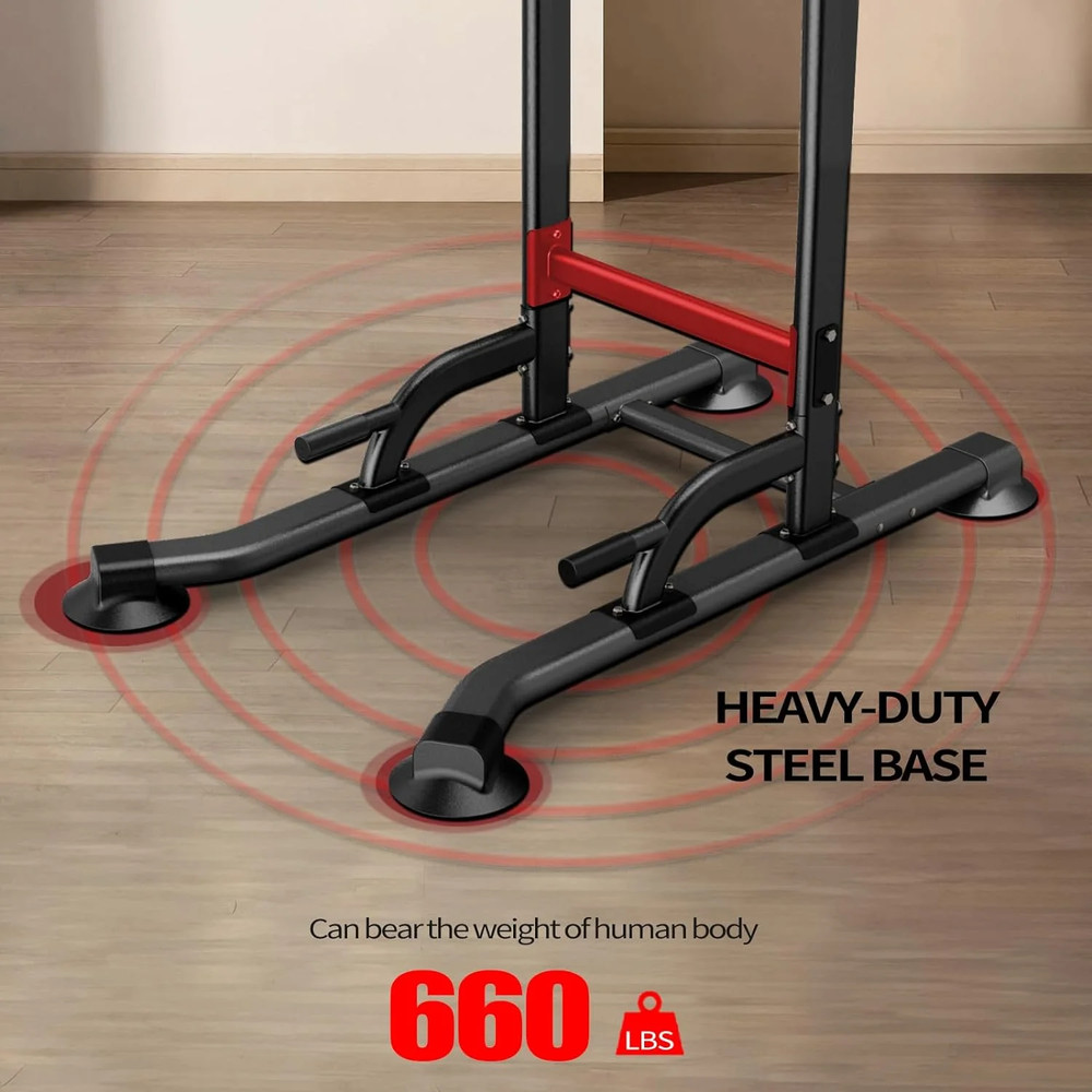 Adjustable Bench Power Tower Dip Station Pull up Bar Strength Training Workout