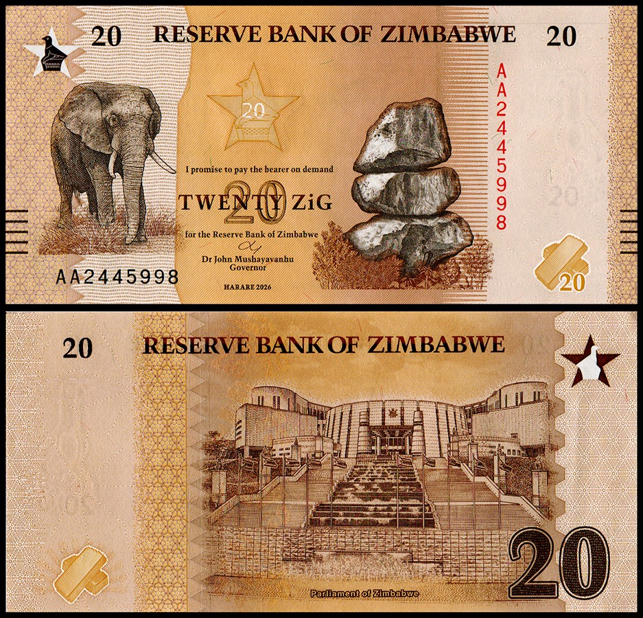 Zimbabwe 20 Zig, 2026, P-116, UNC