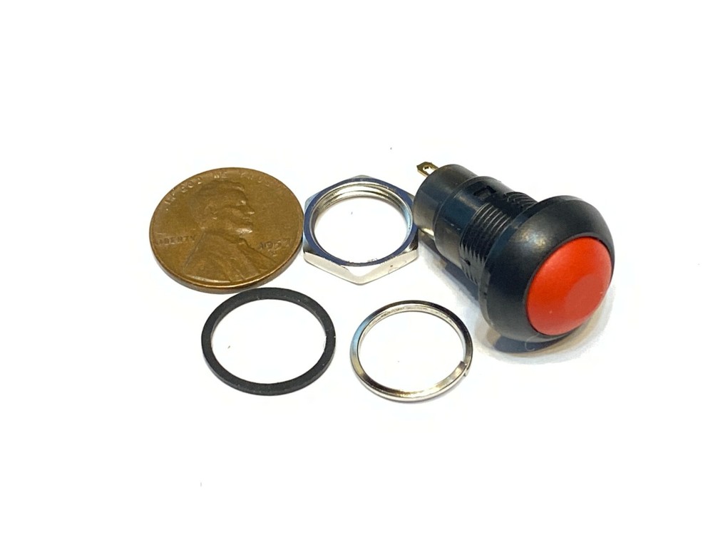 2 Pieces RED Latching PUSH BUTTON SWITCH DC 6A 12mm normally open on/off A35