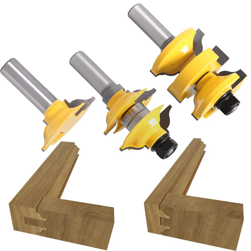 3 Bit Classical Extended Tenon Door Router Bit Set 1/2" Shank