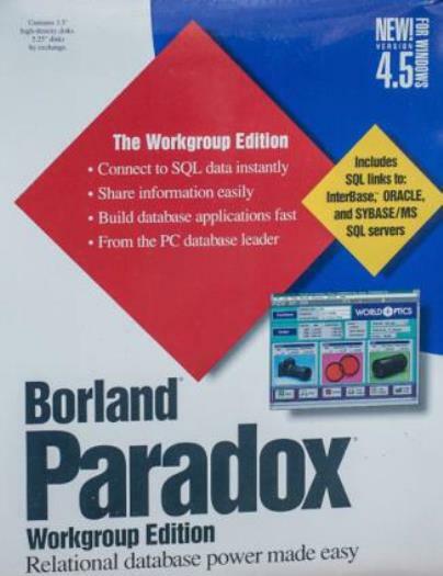 Borland Paradox 4.5 Workgroup w/ Manual PC data relational database application!