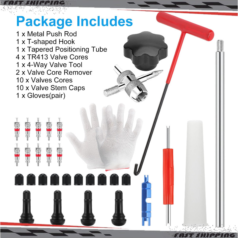 For TR413 Valve Core Tire Valve Stem Core Remover&Installer/Replacement Tool Kit