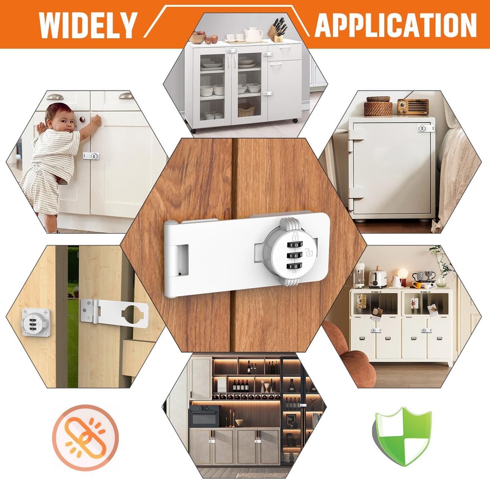Keyless Cabinet Lock with Combination, Locker Code Lock with 3-Digit Combinat...