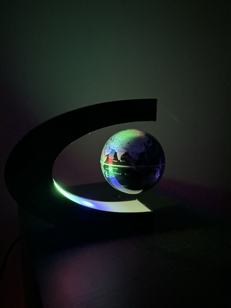 Magnetic Floating Levitation Globe World Map Electronic Antigravity Black/Silver