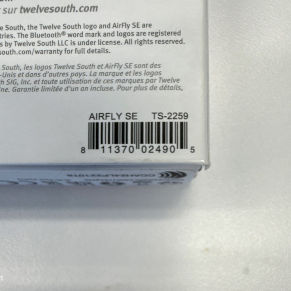 Twelve South AirFly SE Bluetooth Wireless Transmitter White TS-2259 3.5mm Jack