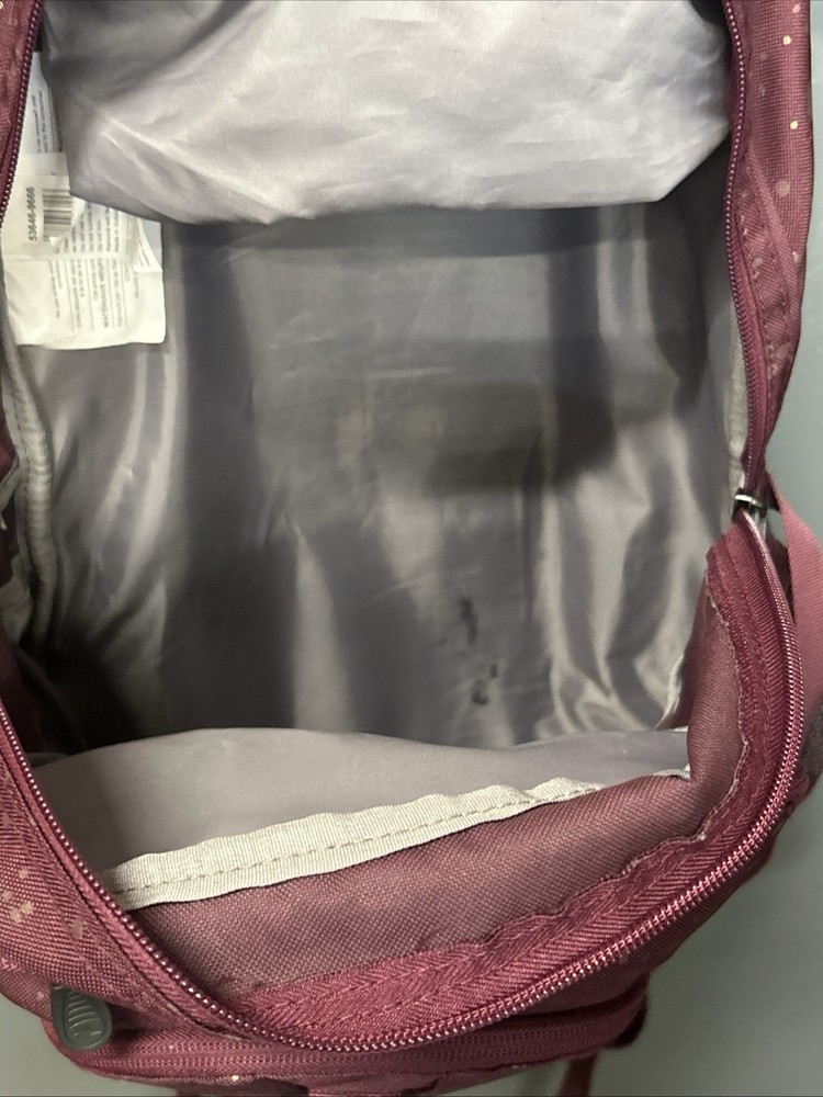 High Sierra Loop Backpack Bookbag Gold Splatter Pattern Maroon Bag