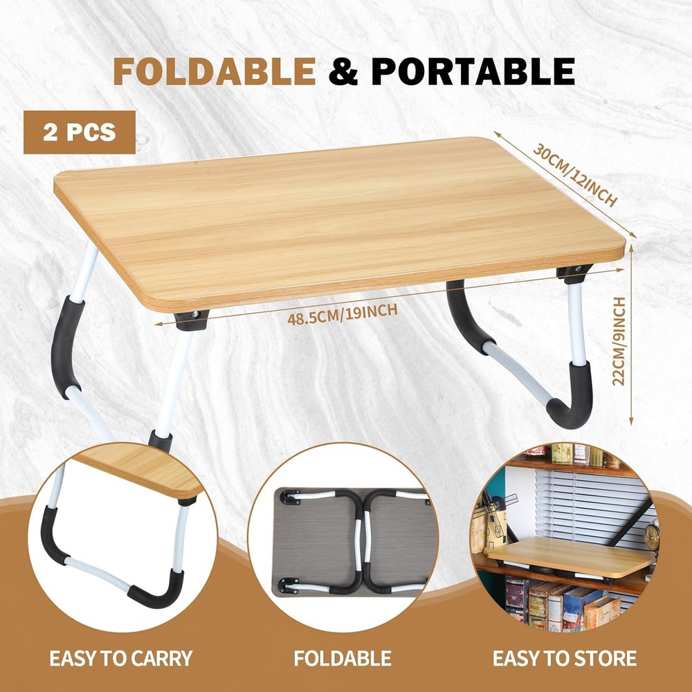 2 Pcs Foldable Laptop Table Lap Desk Mini Bed Table Portable Bed Tray Laptop