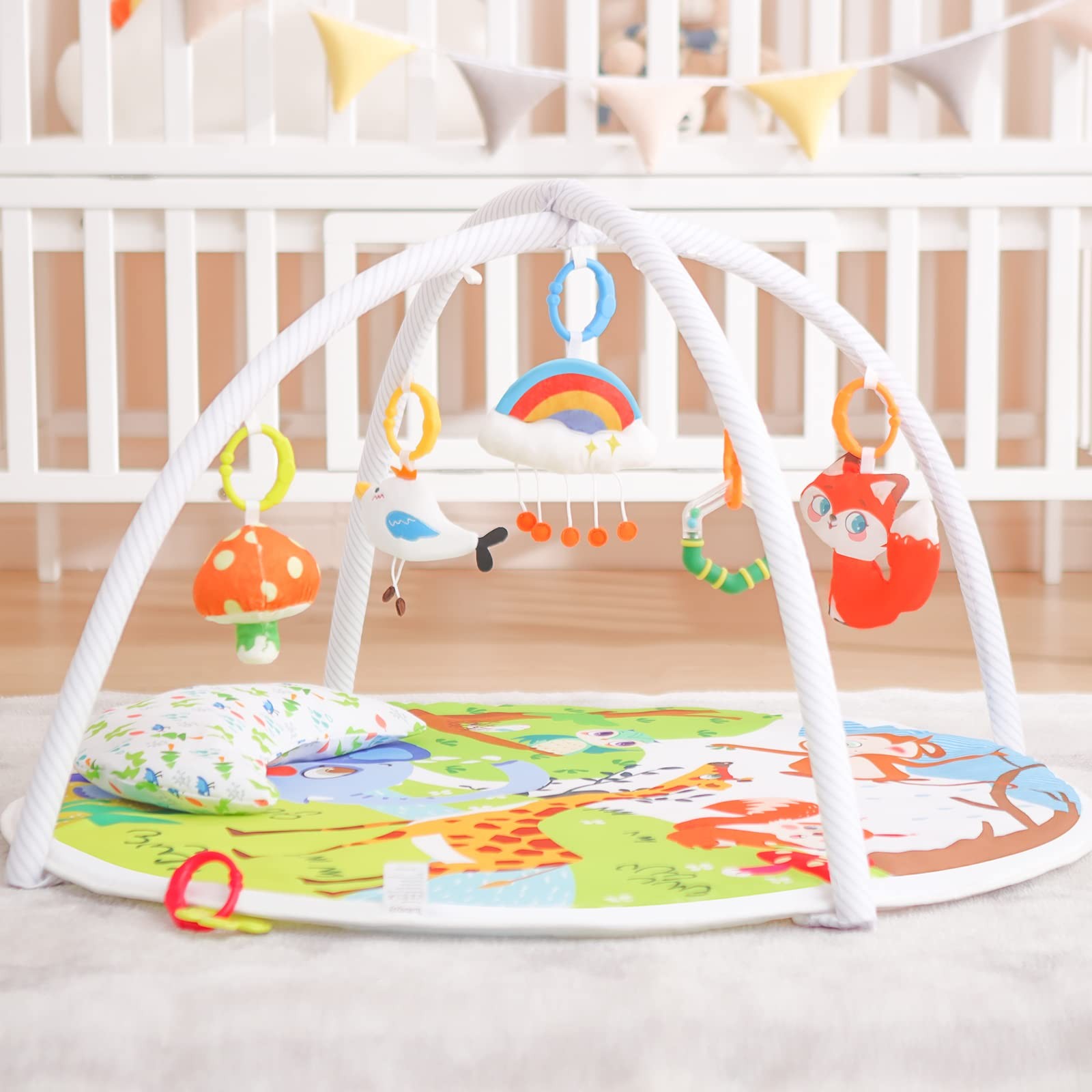 Baby Play Gym, ibabejoy Activity Play Mat for Newborn to Toddler, Stage-Based...