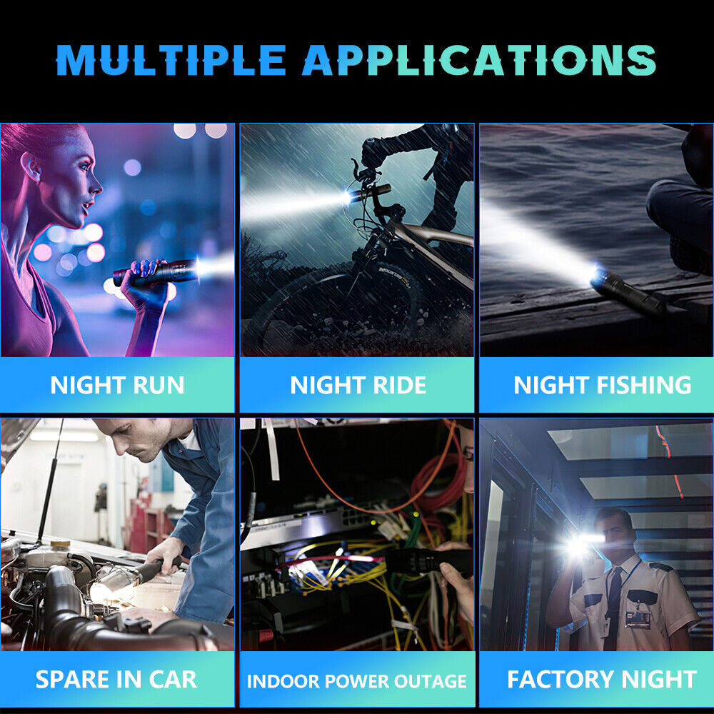 3 Pack Tactical LED Flashlight High Powered 3 Mode Zoomable Rechargeable Lamp