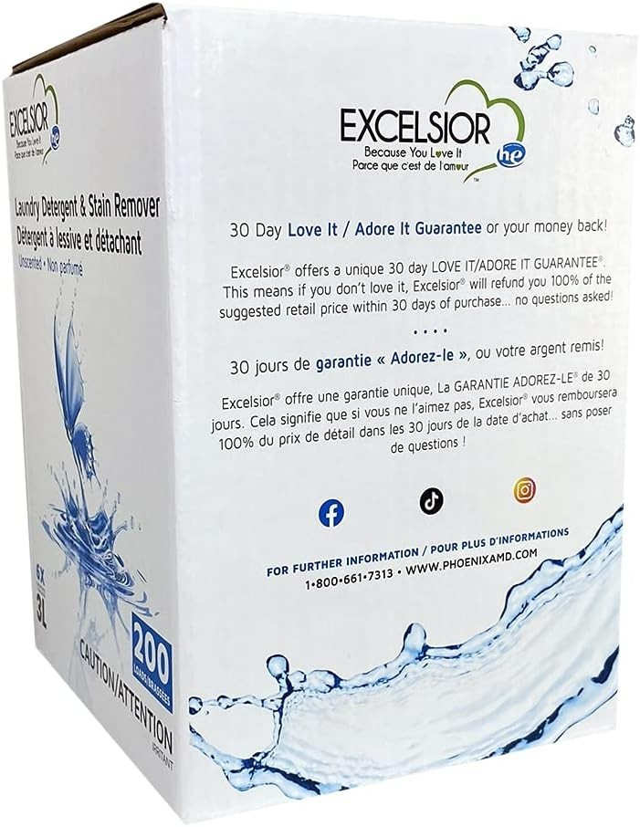 Excelsior - Laundry Detergent with Eco Bottle- Concentrated Liquid - Unscente...
