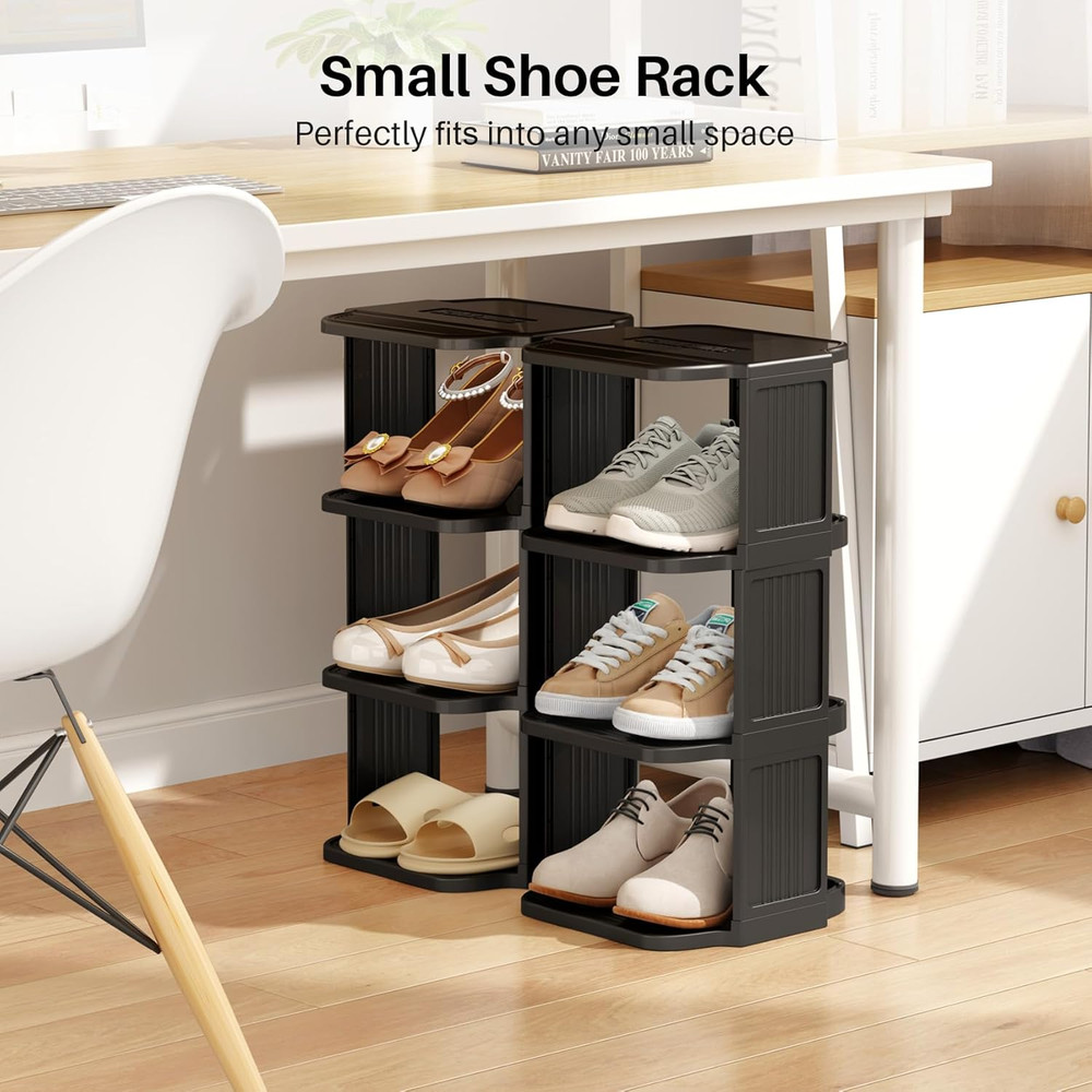 8-Tier Vertical Plastic Shoe Rack, Freestanding Stackable Storage Organizer for