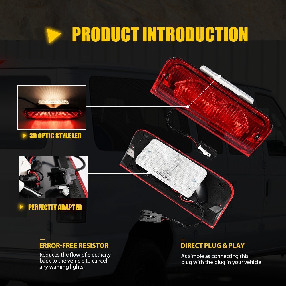Roof Center Mount Third Stop Brake Light Fits Ford E-150 E-250 E-350 E-450 EAA