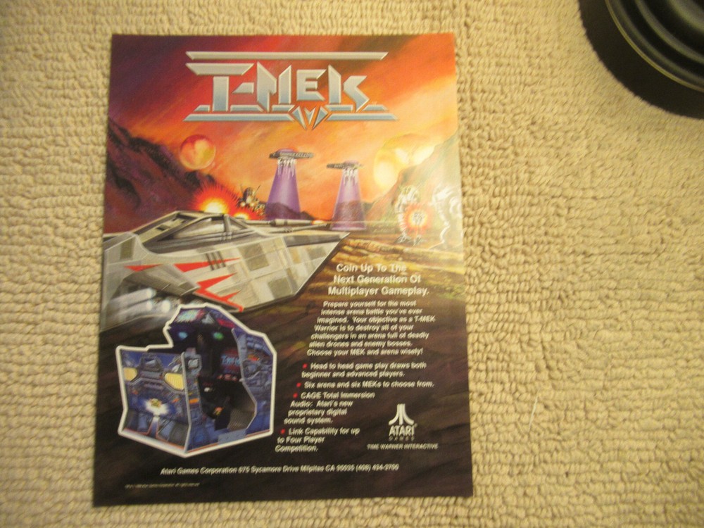 oRIGINAL 1995 AD  11- 8 3/8''  t mek atari     ARCADE VIDEO  GAME FLYER
