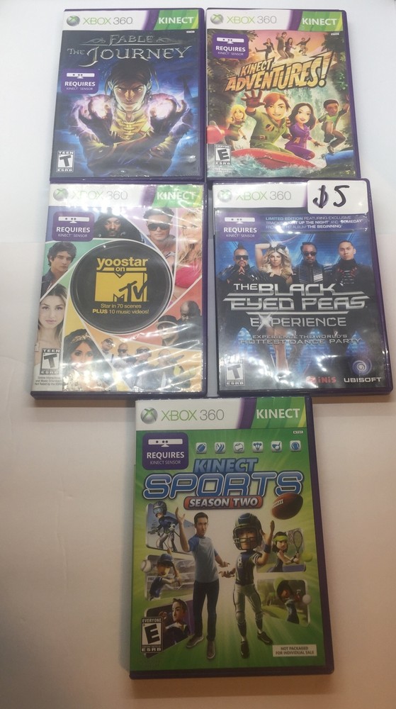 Microsoft Xbox 360 Kinect Motion Sensor Bar with games lot Music