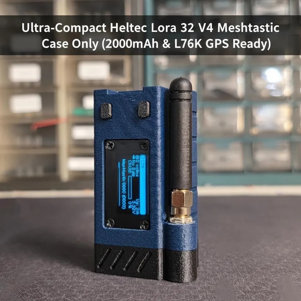 Ultra-Compact Heltec LoRa 32 V4 Meshtastic Case (2000mAh & L76K GPS Ready)