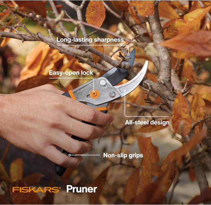 Fiskars Bypass Pruning Shears – 5/8” Cut Capacity, Sharp Rust-Resistant Blade
